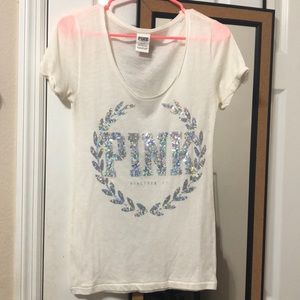 PINK sequin short sleeve shirt
